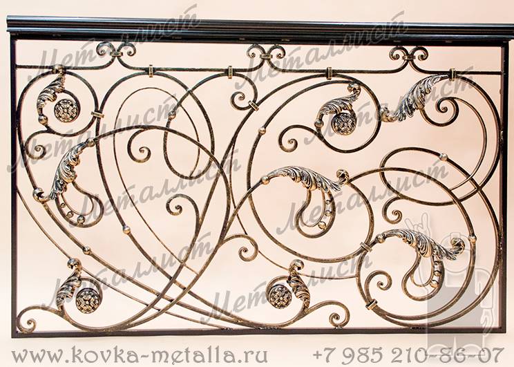 Кованые балконы с литьем - эскиз перил № 415