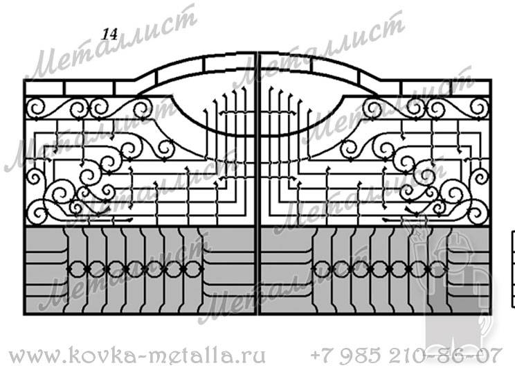 Кованые ворота - эскиз № 14