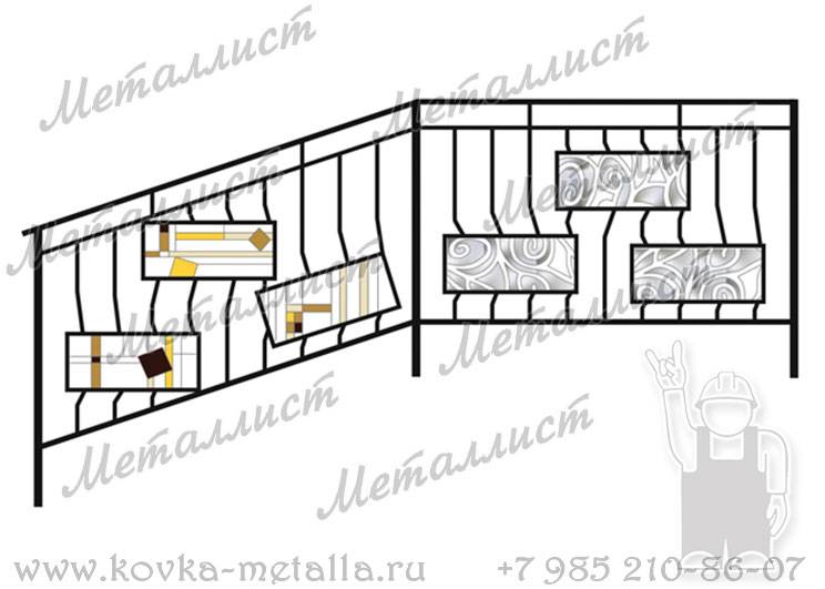 Перила и ограждения со стеклом, витражом - эскиз № 249